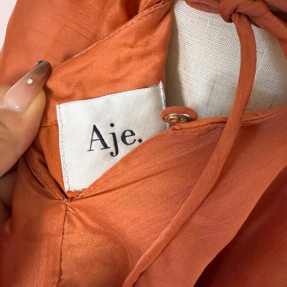 Aje Pandorea Layered Maxi Dress Coral Clay Size AU 8 - Picture 14 of 14